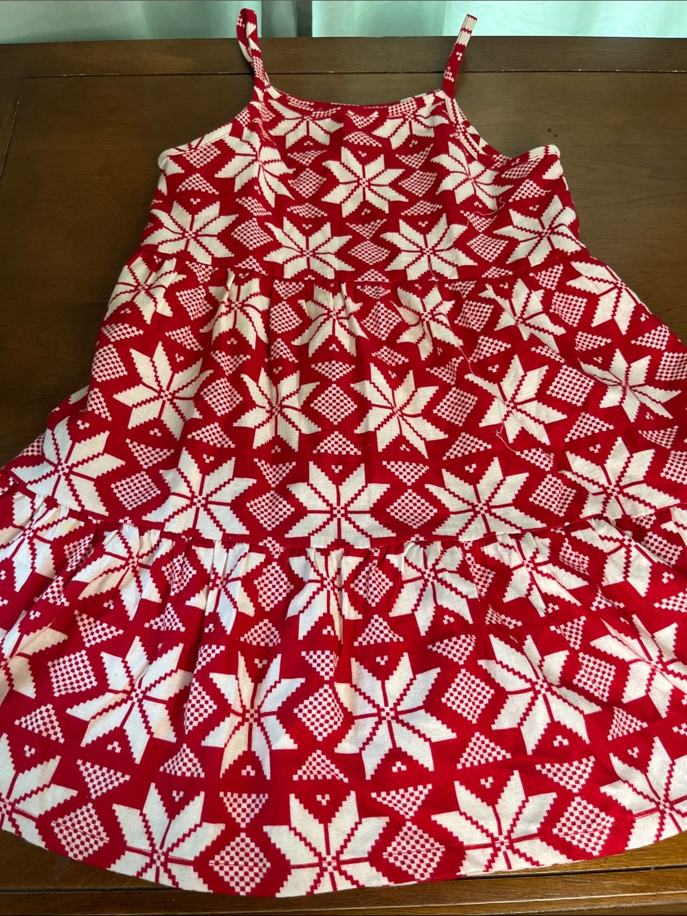 Hanna Anderson Nordic snowflake pattern dress 100% cotton Girls Size 8
